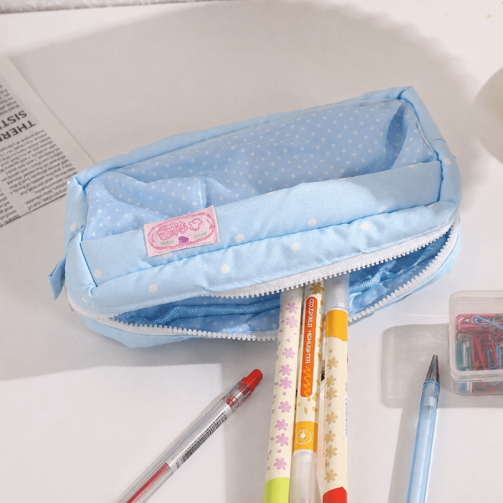 Aesthetic Large Pencil Case Pouch - حافظة أقلام رصاص بتصميم منقط جمالي،