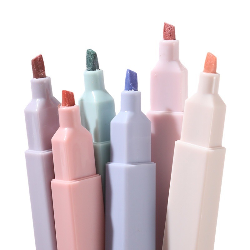 Pastel Highlighter Set Double Ended - 6 قطعة/المجموعة فسفورية مجموعة لطيف Kawaii
