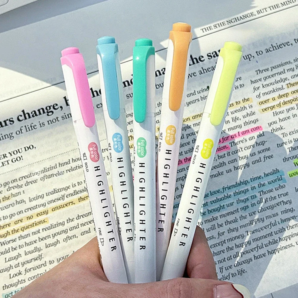 5 قطعة فسفورية ألوان الباستيل  - مراجعة Pastel Highlighter Set Double Ended وسعره