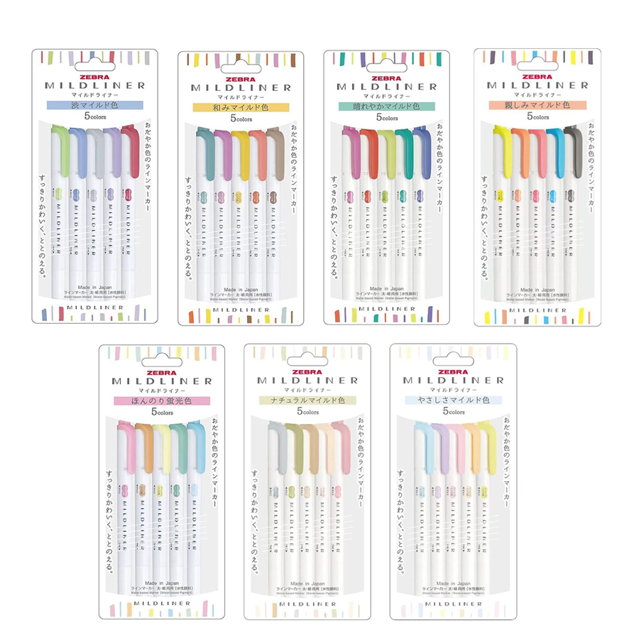 زيبرا Mildliner هيغليغتر الباس - مراجعة Pastel Highlighter Set Double Ended وسعره