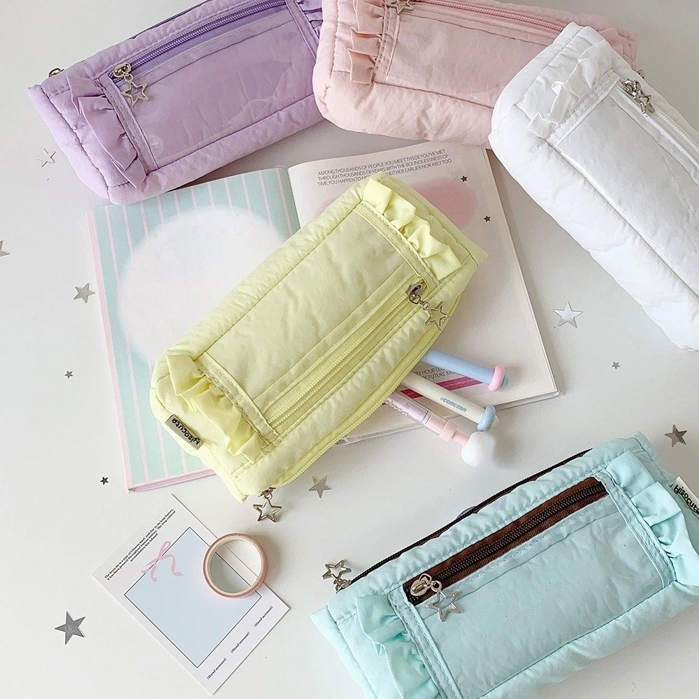 حقيبة قرطاسية كورية مزخرفة الح - مراجعة Aesthetic Large Pencil Case Pouch وسعره