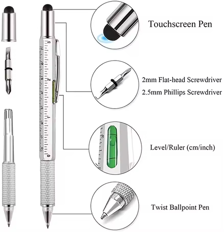 قلم متعدد الوظائف 7 في 1 مع قل - مراجعة Writing Tools وسعره
